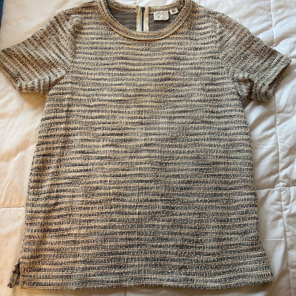 Anthro Boucle Top with Metallic Weave